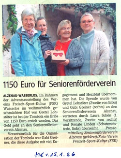 Spende an SFV aus Adventsausstellung